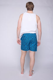 AOP Spiral Checker Swim Shorts - Blue