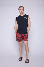 Aop Spiral Swim Shorts - Red
