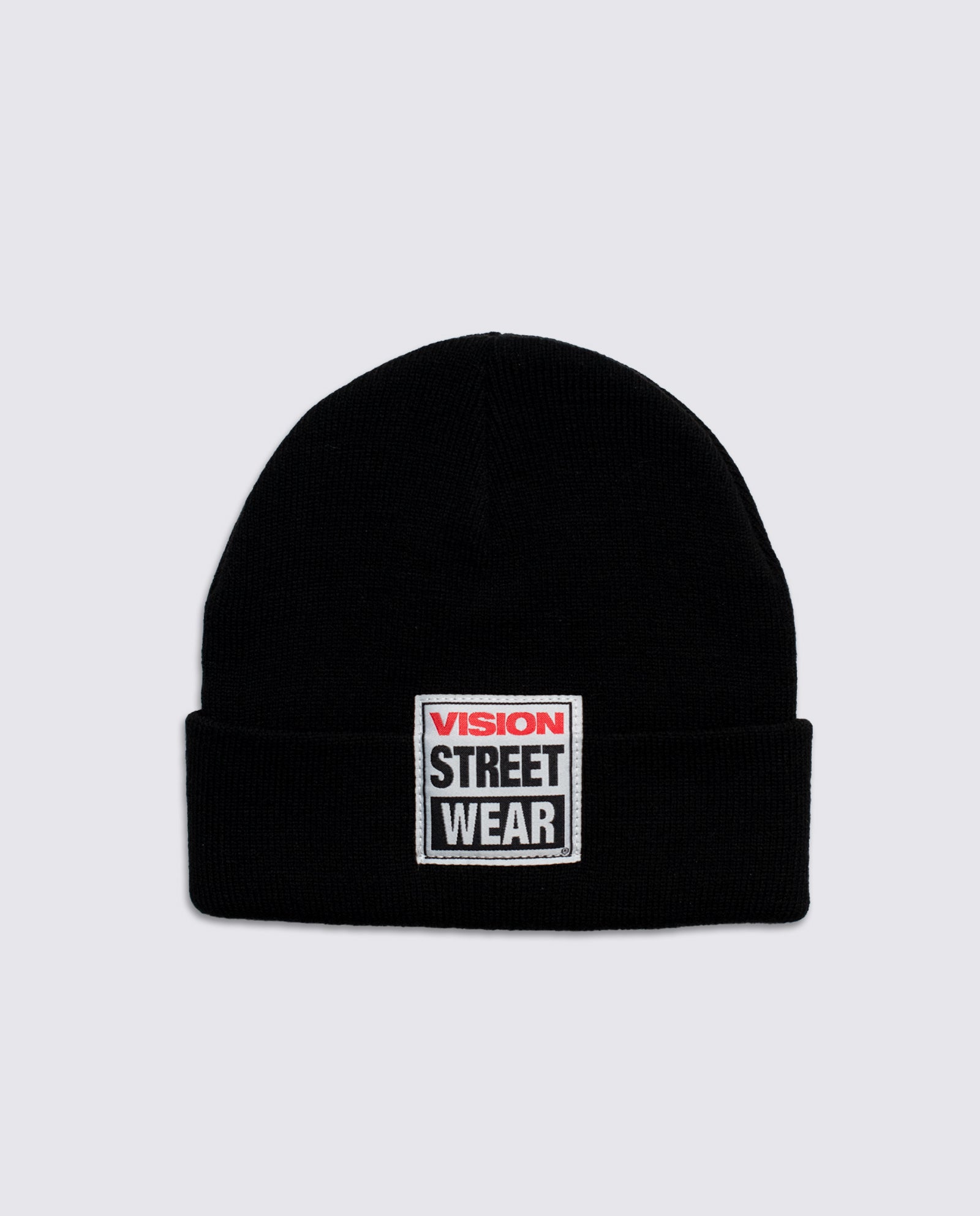Vision Street Wear Cuffed Skateboard Beanie With Large Logo Patch Black