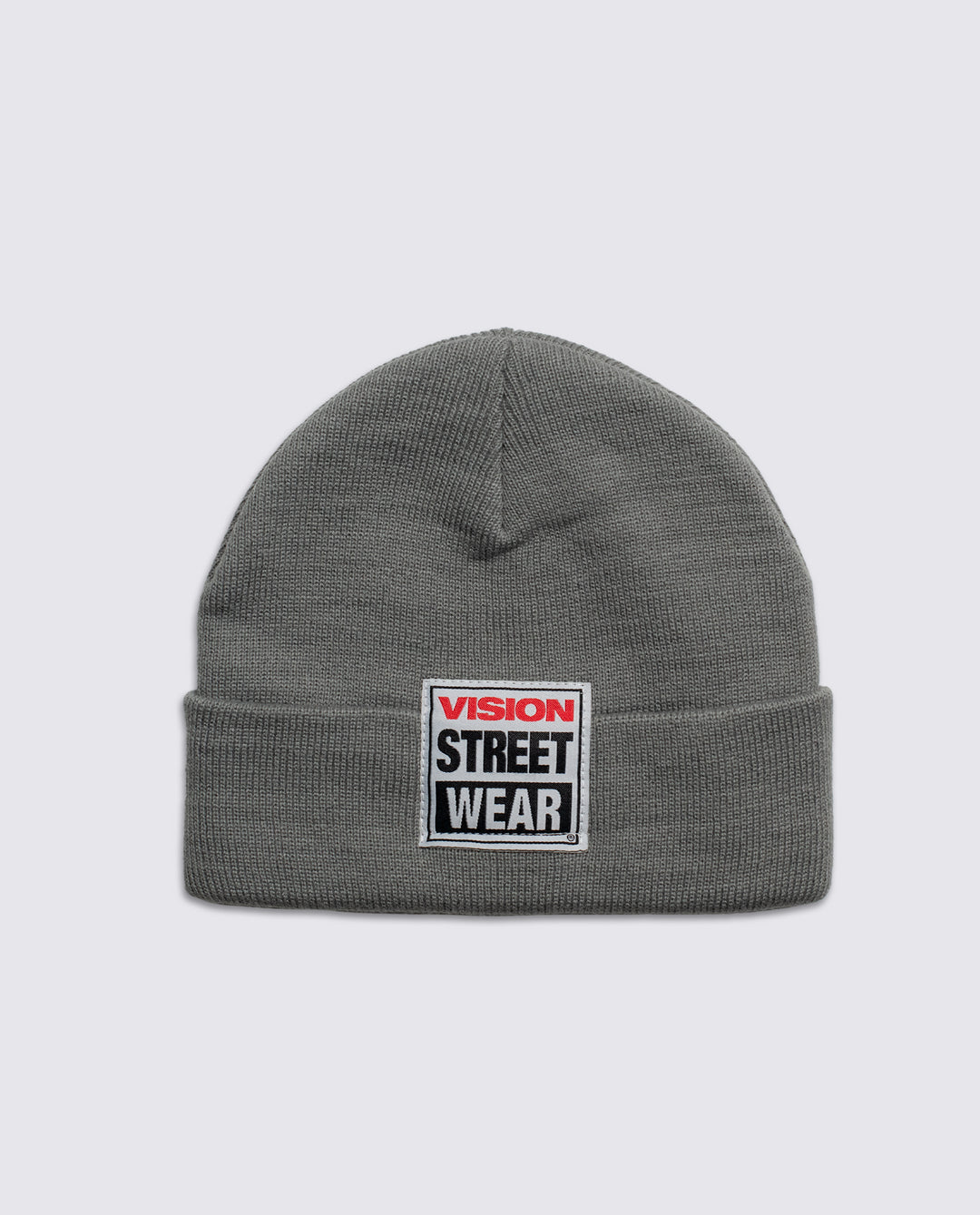 Cuffed Beanie With Large Logo Patch - Grey