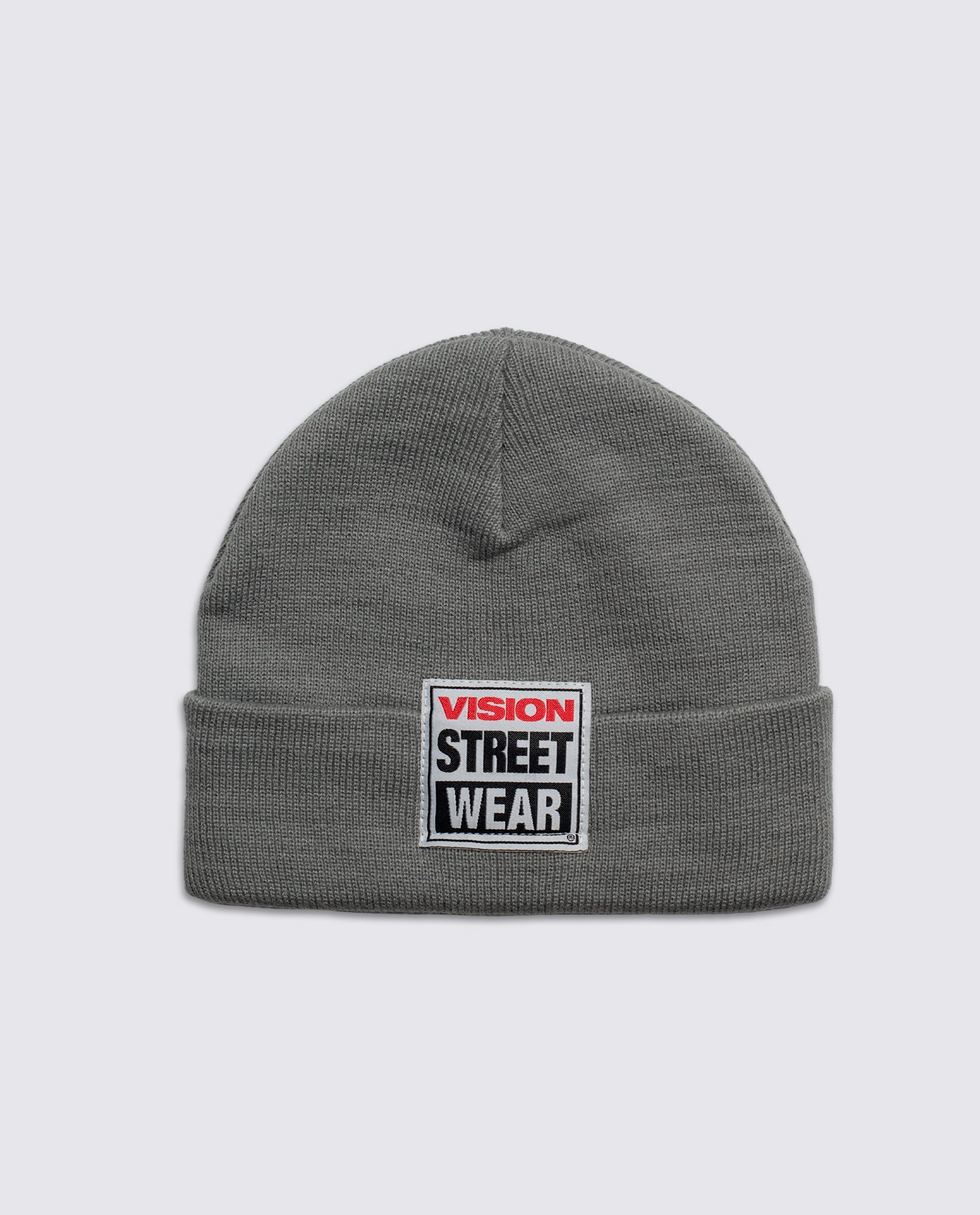 Vision Street Wear Cuffed Skateboard Beanie With Large Logo Patch Grey