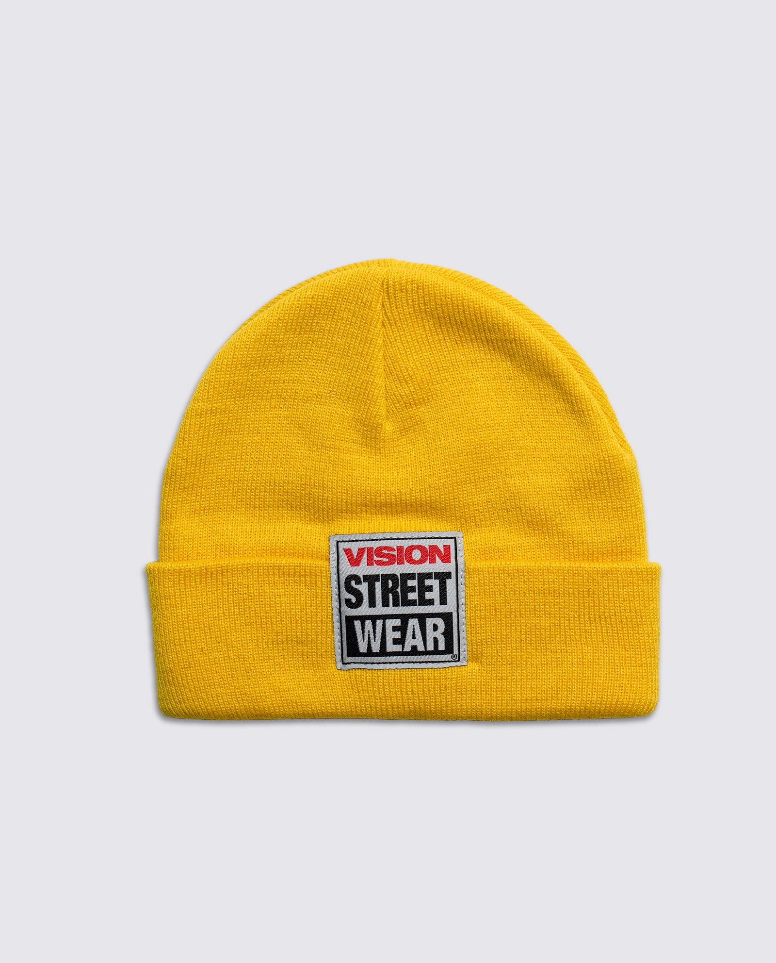 Vision Street Wear Cuffed Skateboard Beanie With Large Logo Patch Yellow
