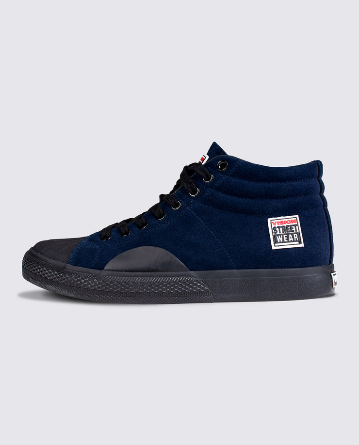 Leather Suede High Top Sneakers Deep Navy
