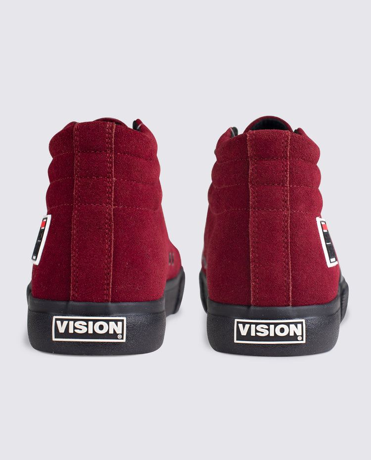 Vision Street Wear Leather Suede High Top Skateboard Sneakers Oxblood