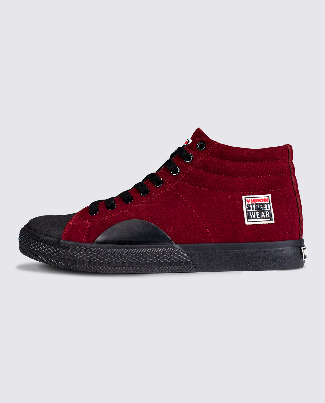 Leather Suede High Top Sneakers Oxblood