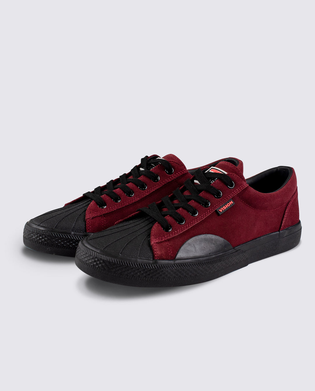 Leather Suede Low Top Sneakers Oxblood