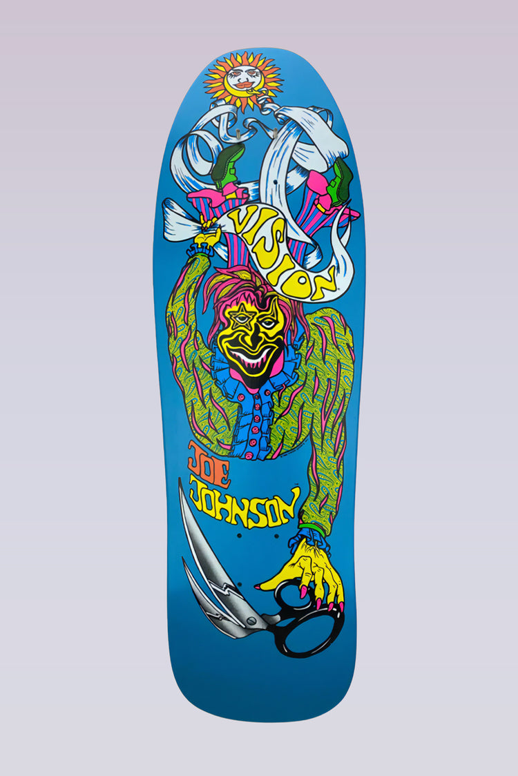 Joe Johnson Scissors Skateboard Deck - 9.5" x 32" - Turquoise Dip