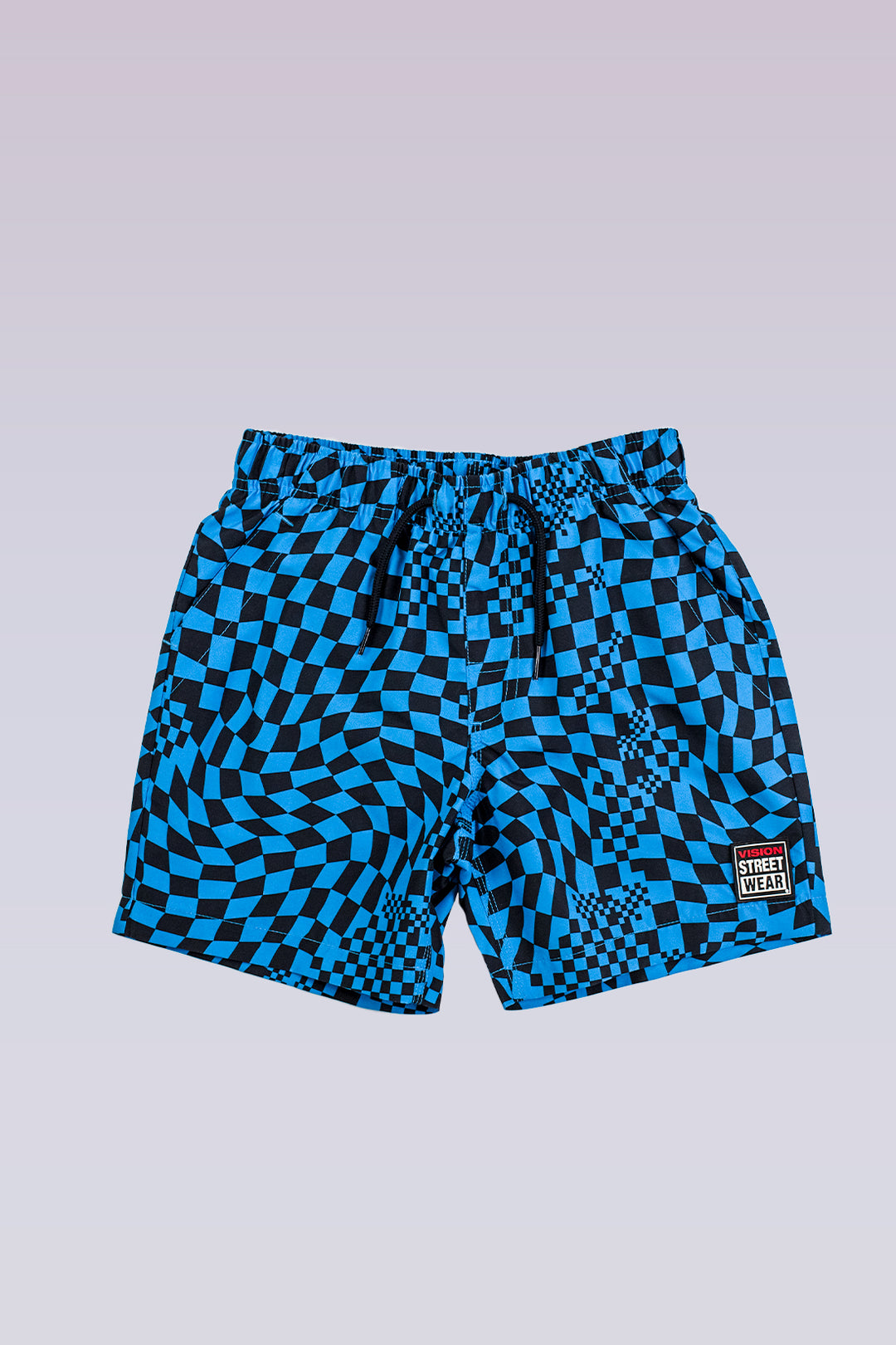 Kids' Aop Spiral Checkers Swim Shorts- Blue