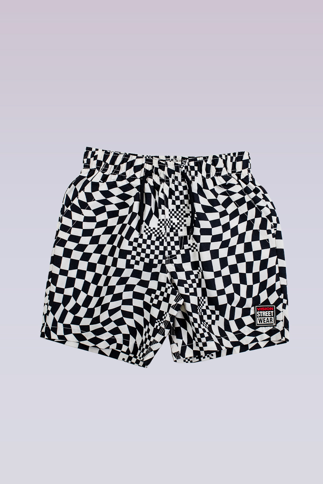 Kids' Aop Spiral Checkers Swim Shorts- IVORY