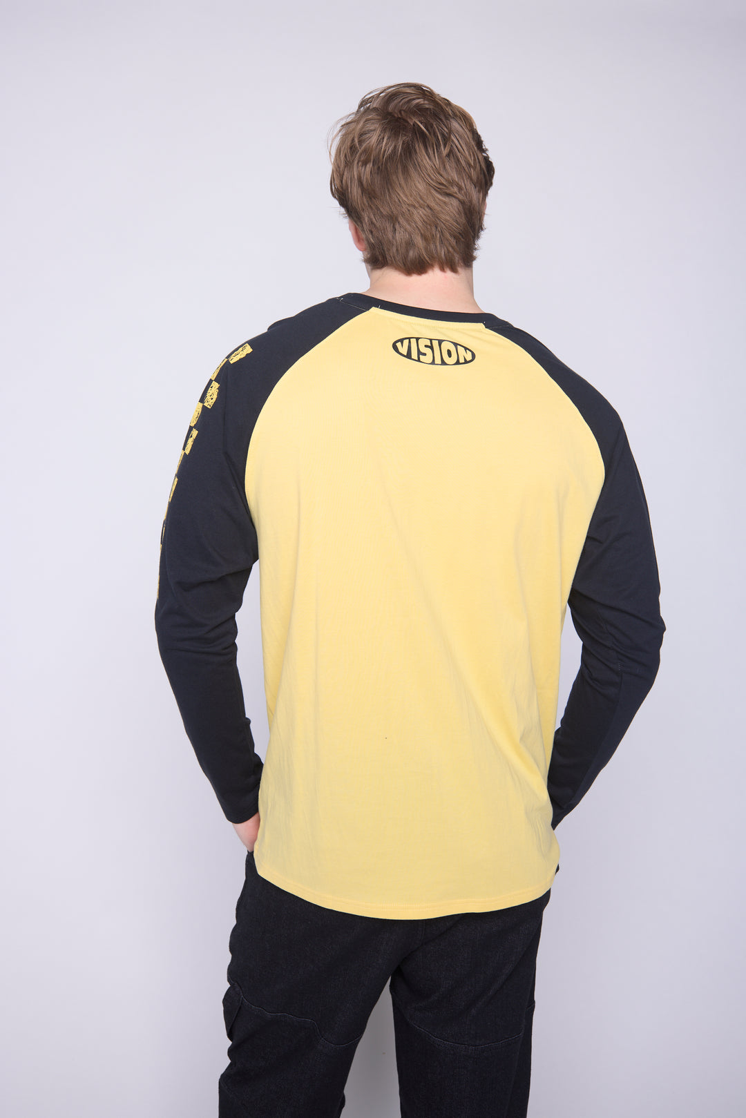 Checker Print Sleeve Logo T-Shirt - Yellow/Black