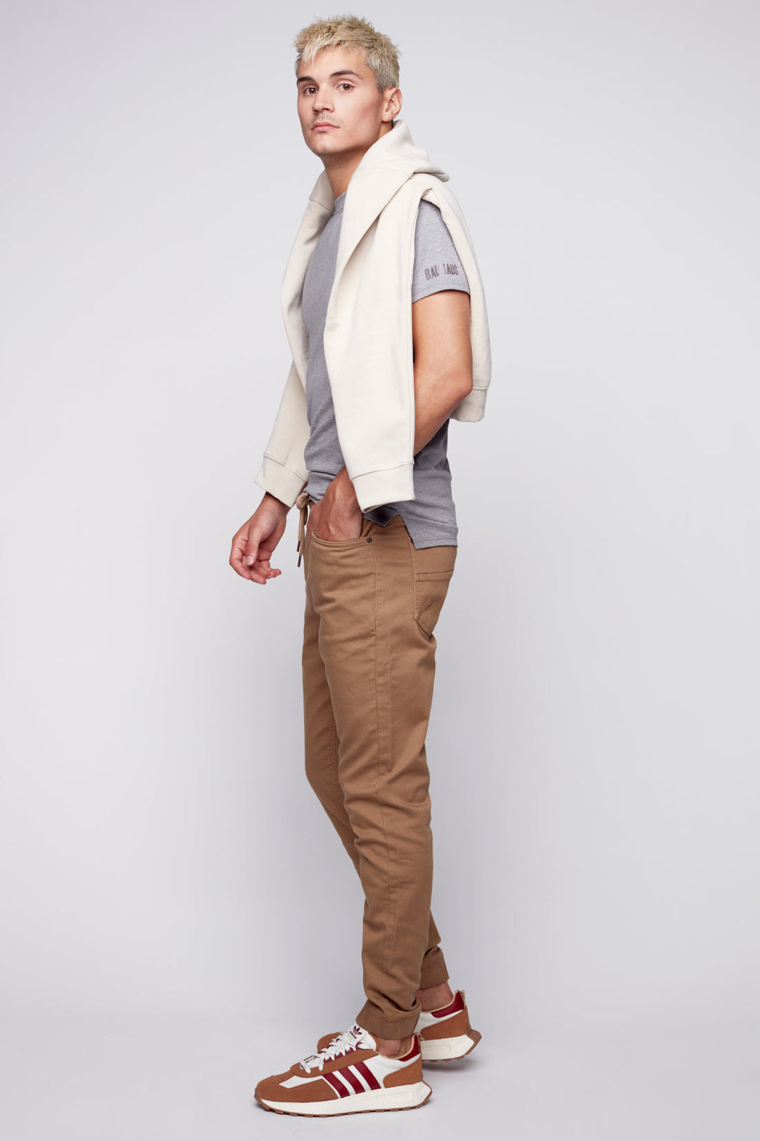JAGGER - 5 Pocket Soft French Terry Classic Jogger - Beige - DENIM SOCIETY™