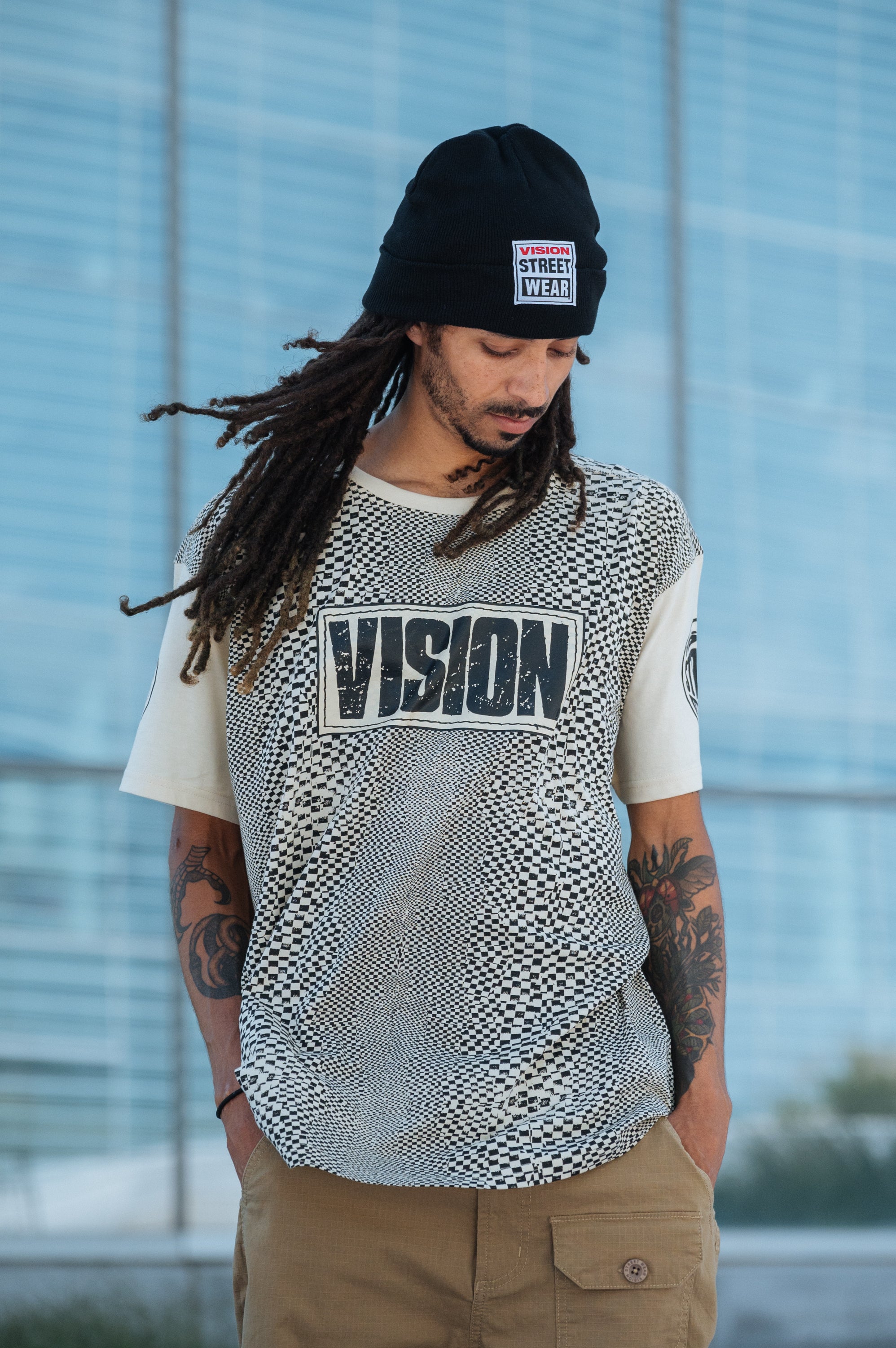 Vision Street Wear Broken Check T-Shirt Bone