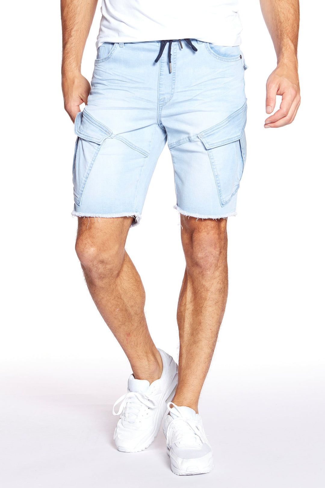 KRAVITZ - Mens Shorts With Bellowed Cargo pockets - Blue Bleach - DENIM SOCIETY™