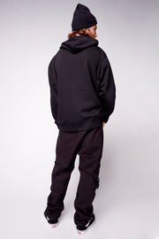 Front Embroided Logo Hoodie - Black