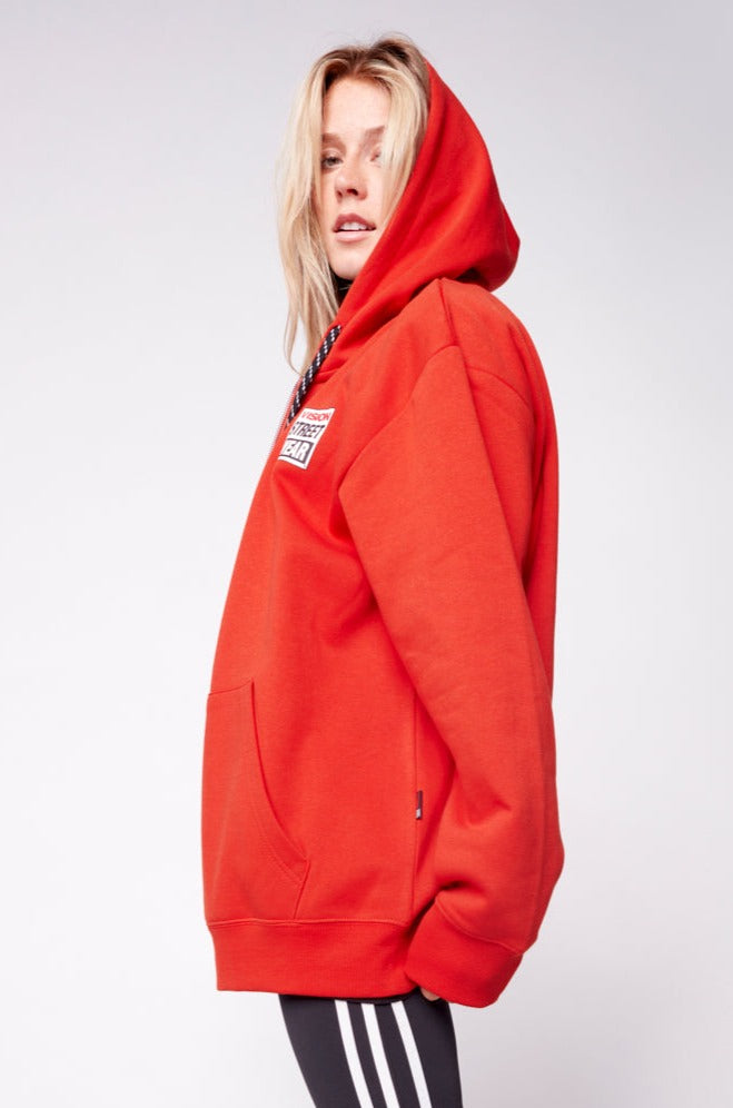 Small Logo Print Hoodie-Red