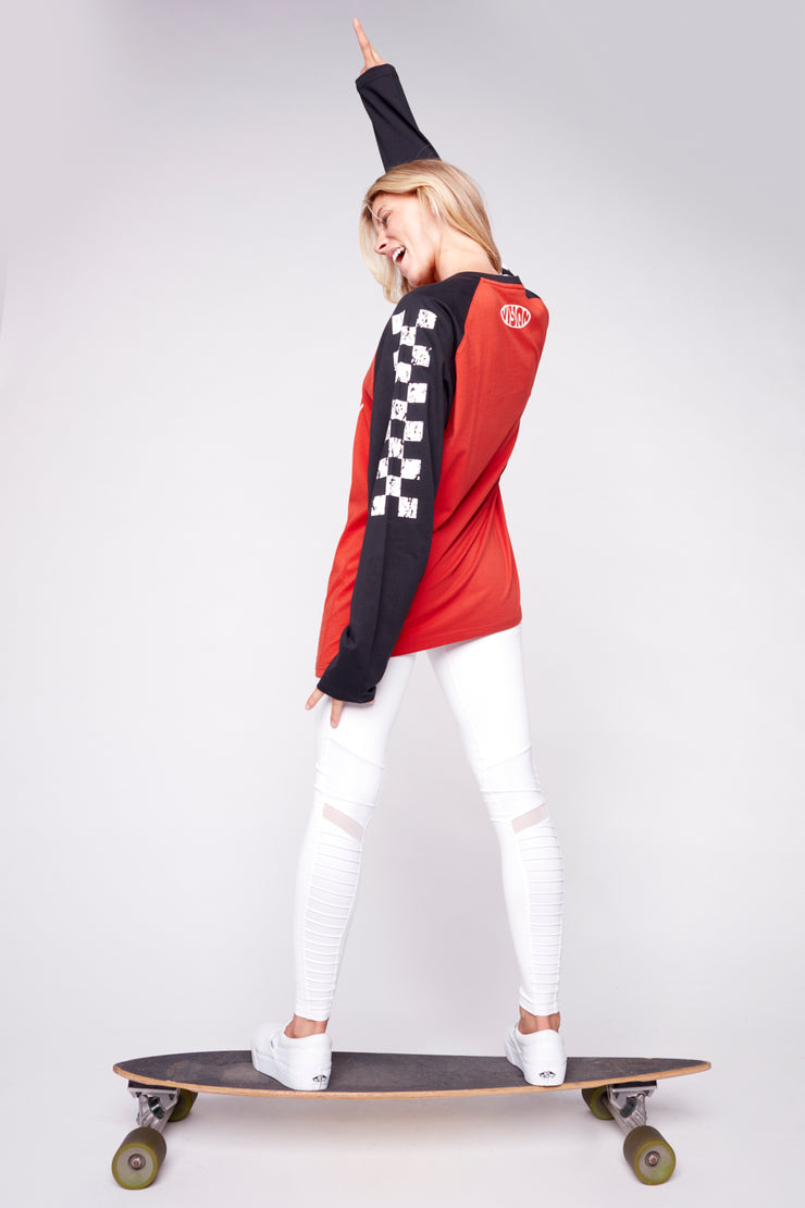Checker Print Sleeve Logo T-Shirt - Black/Red