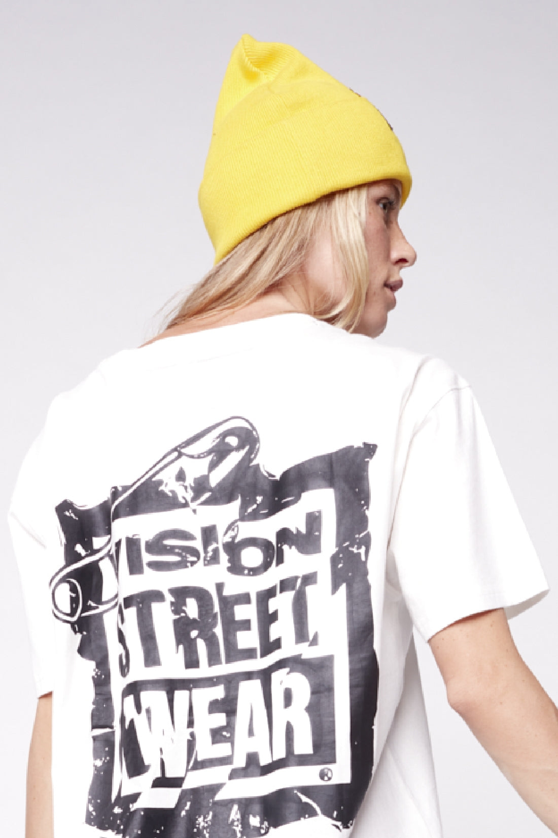 Vision Street Wear Cuffed Skateboard Beanie With Large Logo Patch Yellow