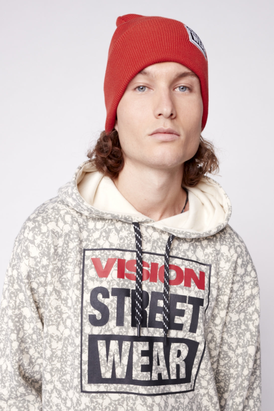 Vision Street Wear Cuffed Skateboard Beanie With Large Logo Patch Red
