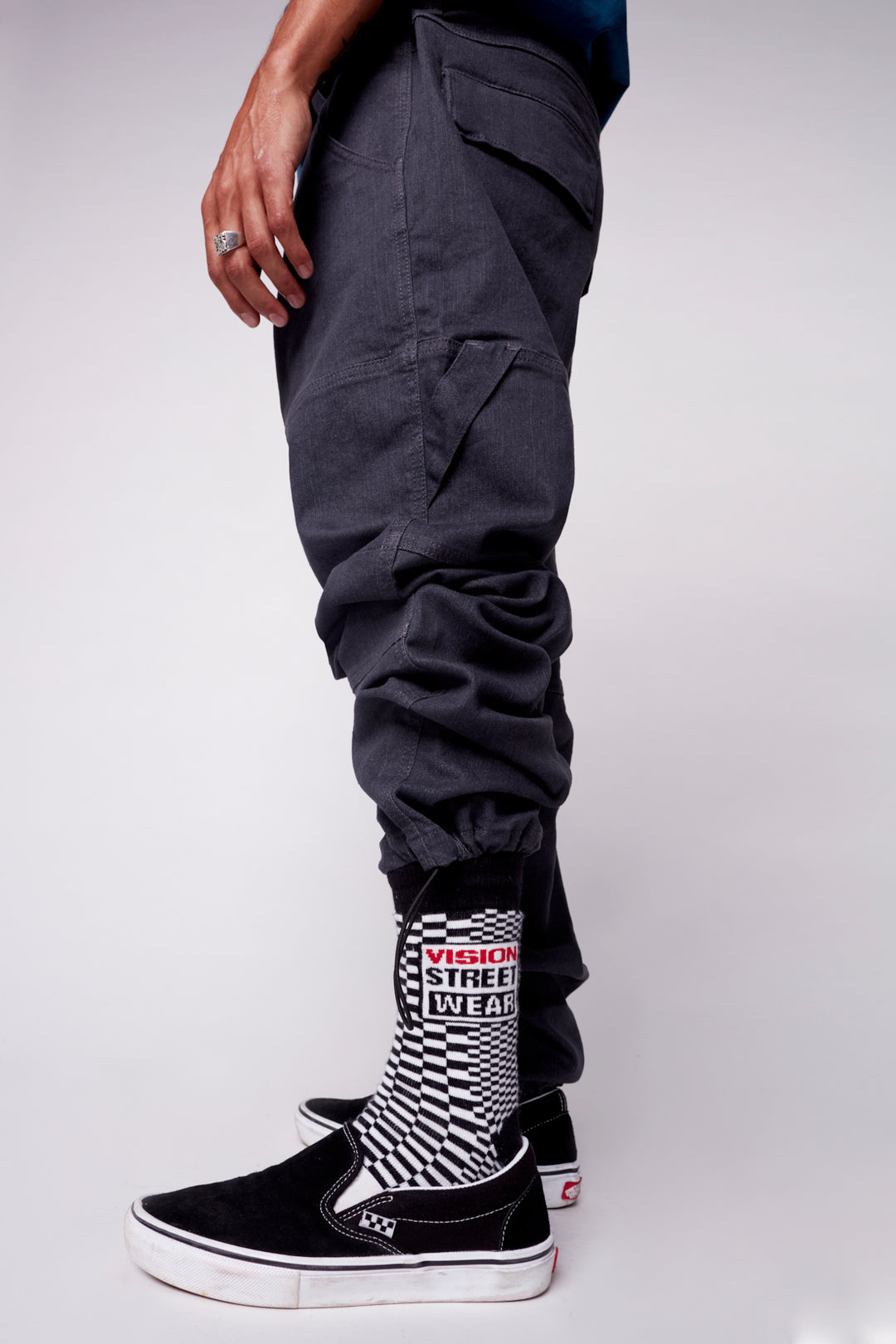 Vision Street Wear Broken Checks Pattern Skateboard Sports Socks Black & Ivory