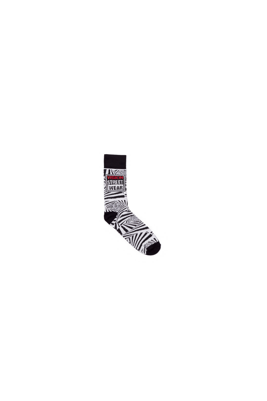 Spiral Pattern Sports Socks- Black/Ivory