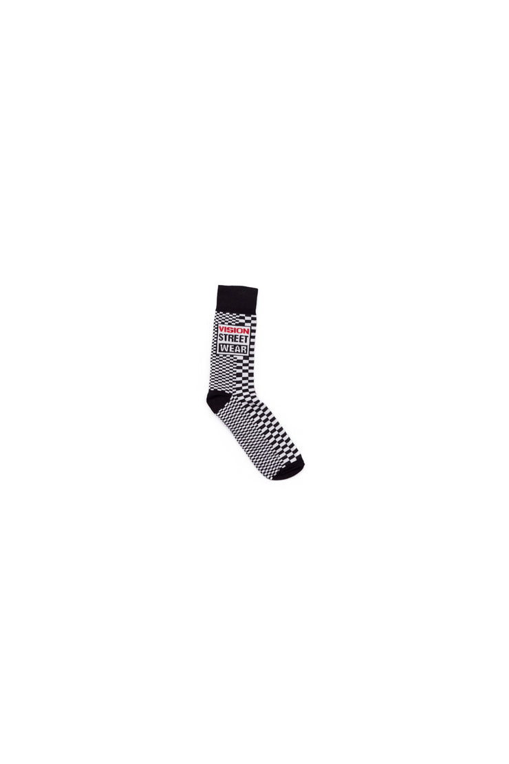 Broken Checks Pattern Sports Socks - Black/Ivory