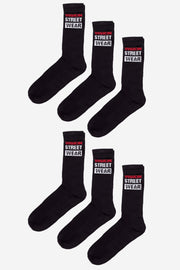 6 Pack Sports Socks - Black